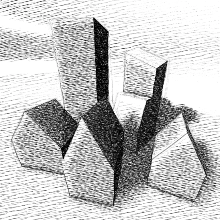 Thumbnail of Computergenerierte Bleistiftzeichnungen von 3D-Stadtmodellen